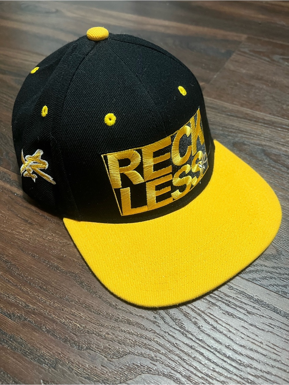 Young & Reckless Y&R SnapBack Hat Bold Embroidered “RECKLESS" Black & Yellow